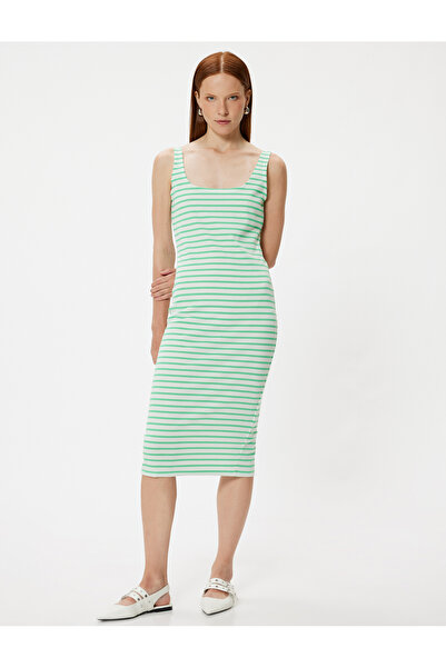 Koton U-Neck Midi Strap Dress