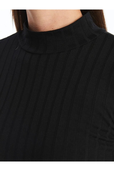 LC Waikiki Lcwaikiki Basic New Black Stand Collar Solid Long Sleeve Women's Bodysuit