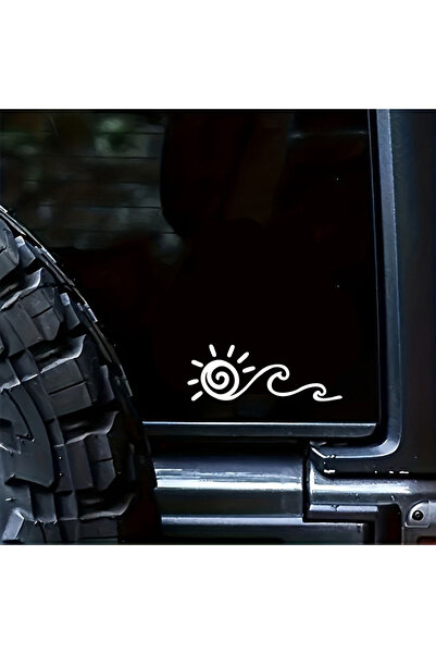Choice WHITE Ocean Decal Sun Decal Wave And Sun Decal Car Sticker
