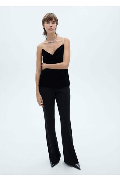 MANGO Woman Velvet Blouse with Strass Stones