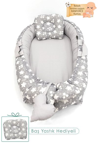 mordesign Ergonomic Orthopedic Babynest Baby Bed - Mother's Side, Gray Big Stars Series