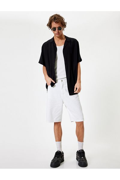 Koton Βαμβακερό τζιν σορτς Oversize - Βερμούδα με λεπτομέρεια στην τσέπη