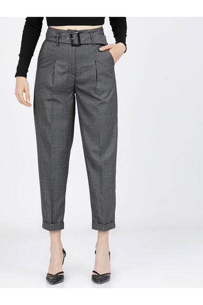 Tokyo Talkies By Styli High Rise Easy Wash Pleated Peg Trouser