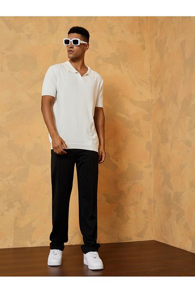 Styli Front Pintuck Knit Relax Fit Pants