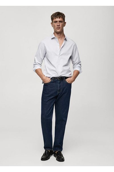 MANGO Man Striped Cotton Slim Fit Shirt
