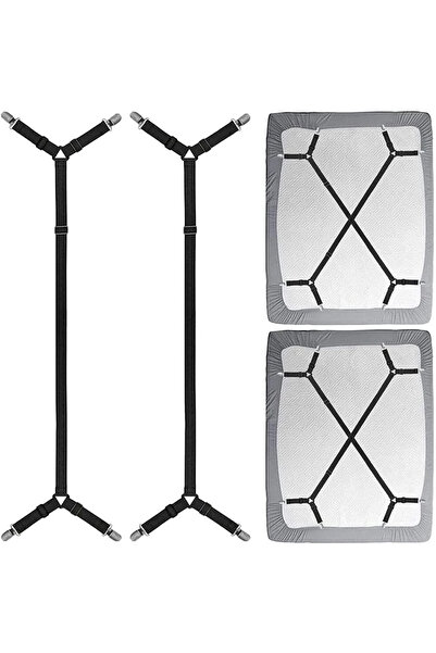 Choice black 2PCS 2 PCS Sheet Fastener Fixing Straps, Adjustable Cross Elasti...