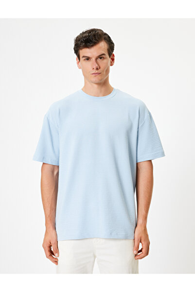 Koton T-shirt με υφή από βαμβακερό κοντό μανίκι με λαιμόκοψη