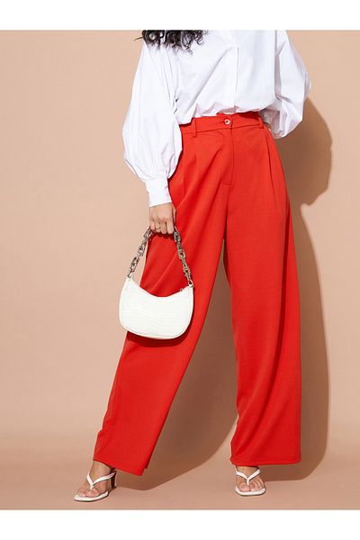 Sassafras By Styli Fold Pleat Wide Leg Pants with Belt Loops