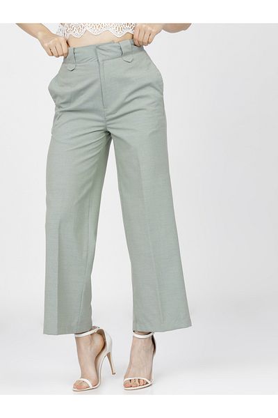 Tokyo Talkies By Styli Textured Flared Trousers with Wide Belt Loops