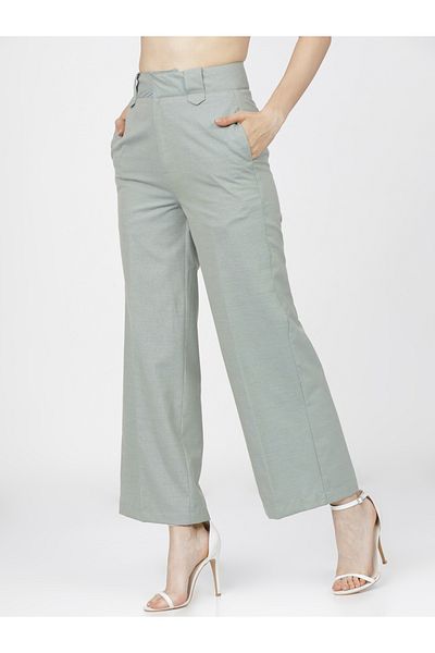 Tokyo Talkies By Styli Textured Flared Trousers with Wide Belt Loops