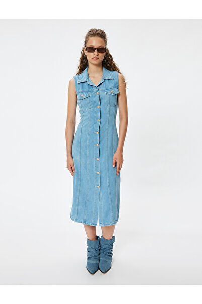 Koton Kadın Mavi Elbise - 4sal80034md