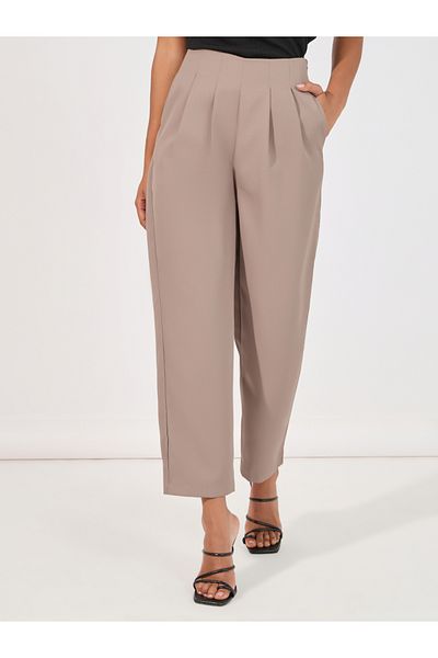 Styli High Rise Tapered Trouser with Box Pleat