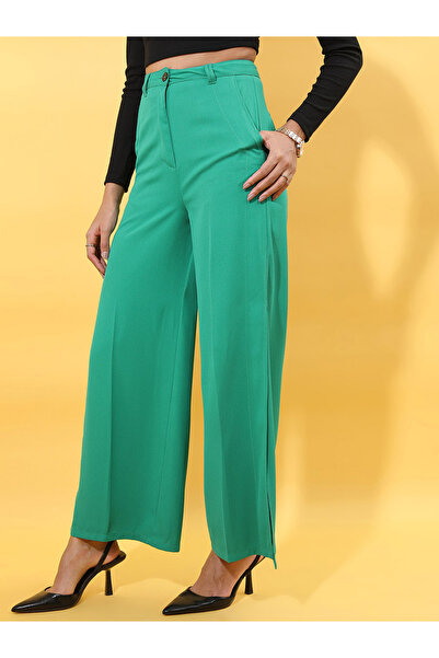 Tokyo Talkies By Styli High Rise Bootcut Trousers With Side Slit
