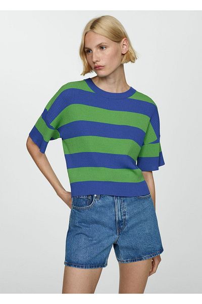 MANGO Woman Tricou tricotat cu nervuri