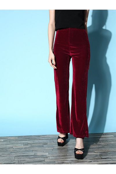 Sassafras By Styli Velvet Bell Bottom Pants