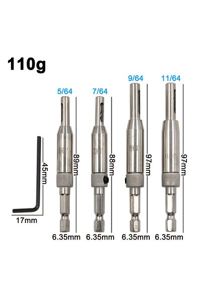 Choice 4pc Hinge Drill 4pc Silver Door And Window Hinge Hole Opener For Woodwork Hexagonal Handle Position