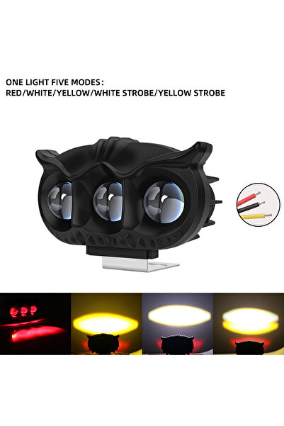 Choice 1 قطعة 1 قطعة مصباح LED للدراجات النارية على شكل بومة 5 أوضاع إضاءة مص...