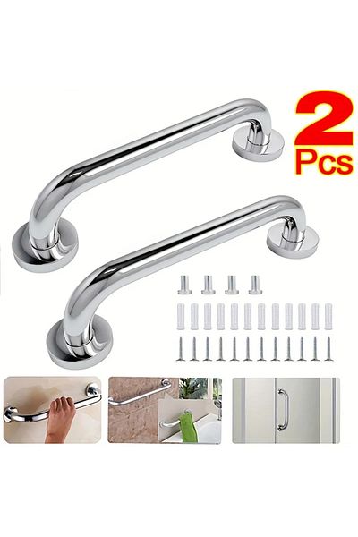 Choice 30cm Silver-2pcs 304 Stainless Steel Handrails, Accessible Bathroom, Bathroom, Safety Bathroom Handr