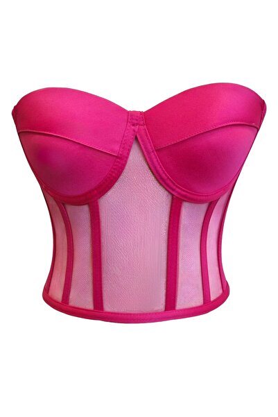 FİYPER Bustieră transparentă cu sârmă, gata de mărime fucsia