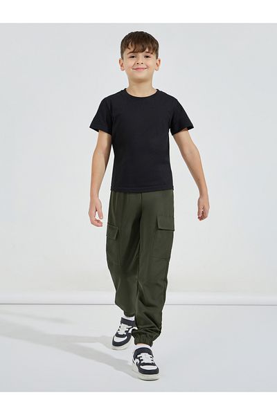 Styli Solid Elastic Waist Cargo Pants
