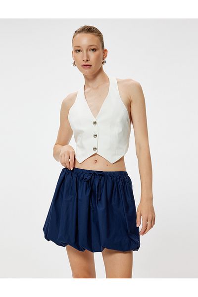 Koton Cotton Mini Balloon Skirt - Waist Tied