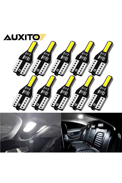 Choice 10 قطع AUXITO T10 LED W5W LED مصباح 7020 SMD 168 194 2825 لمبة لإضاءة السيارة الداخلية قبة صندوق السيارة...