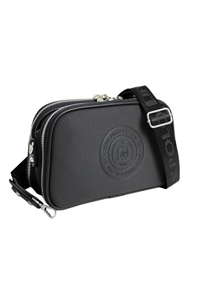 Just Polo Kadın Siyah 5 Bölmeli Omuz Ve Çapraz Askılı Çanta