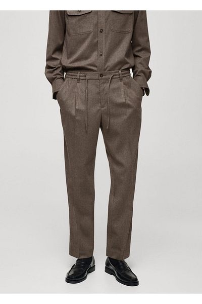 MANGO Man Regular Fit Drawstring Pleated Pants