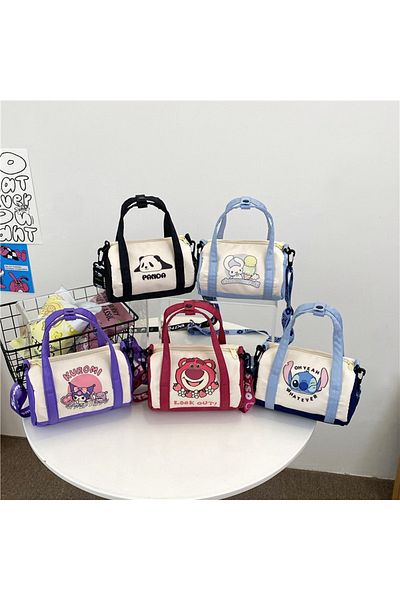 Choice Stitch Anime Canvas Bucket Bag Kawaii Cartoon Kuromi Cinnamoroll Lotso Casual Crossbody Bag Cute ...