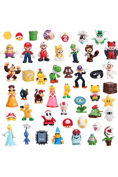 Choice 48pcs 48pcs/set Super Mario Bros Pvc Action Figure Toys Dolls Model Set Luigi Yoshi Donkey Kong Mush