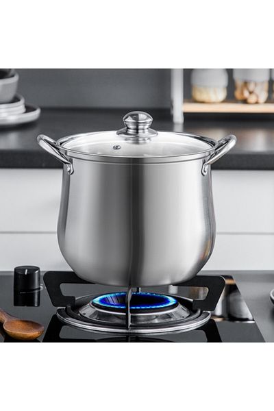Choice Silvery 1pc Large Stainless Steel Stock Pot - Ideal For Soups, Stews, And More - Durable, Easy To Cl