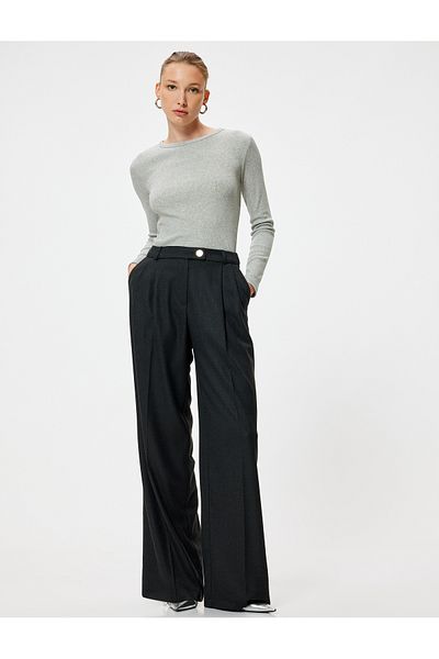 Koton Corded Cotton Long Sleeve Crew Neck Bodysuit