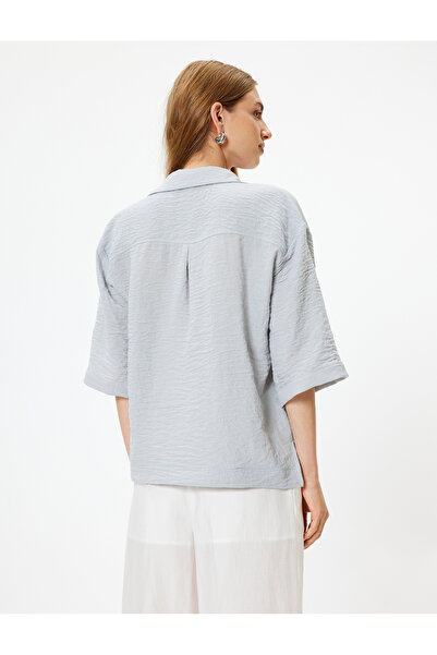 Koton Classic Collar Loose Fit Shirt - 3/4 Short Sleeve