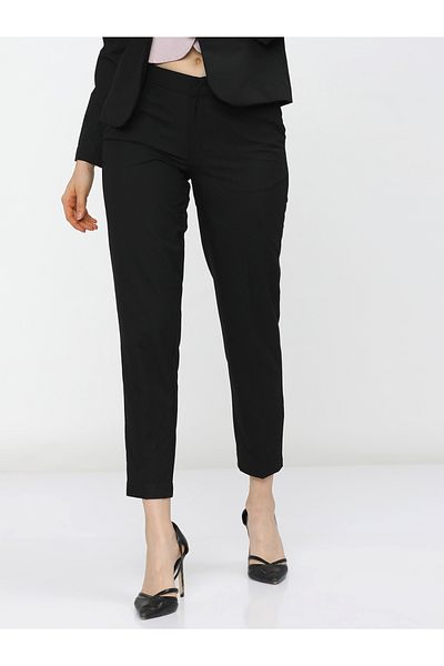 Tokyo Talkies By Styli Solid Mid Rise Crop Trousers