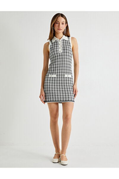 Koton Mini Inci Düğmeli Kolsuz Tüvit Elbise