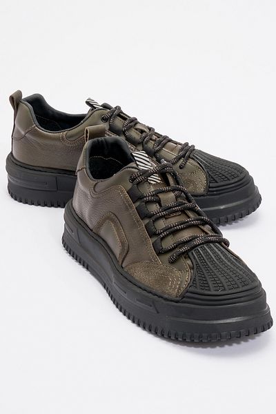 MARCOMEN Ανδρικά παπούτσια Comfort Casual - Χοντρή σόλα, κορδόνια, γνήσιο δέρμα MC 20326 KHAKI