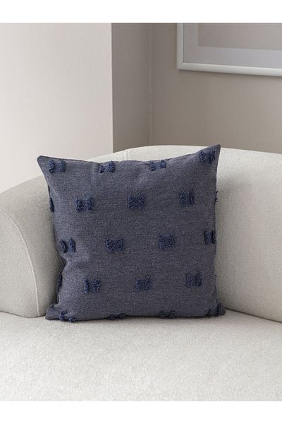 dekomall home & living Husă de pernă țesătă cu pumn boem albastru