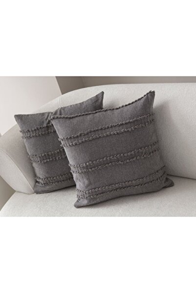 dekomall home & living Γκρι Σετ 2 - Υφαντό κάλυμμα μαξιλαριού με μοτίβο Bohemian Punch