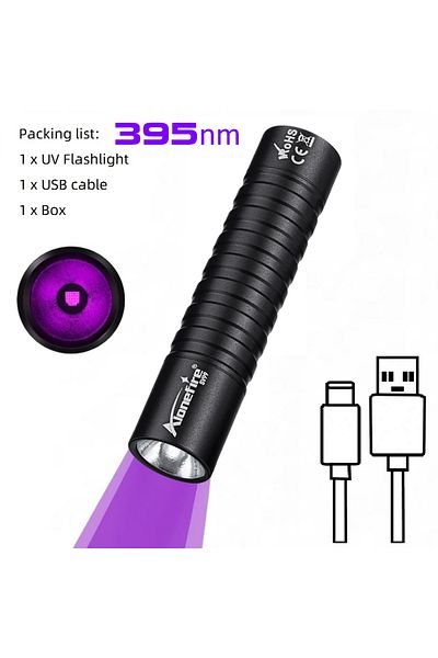 Choice 14500 black 395nm Mini 365&395nm UV Flashlight USB Rechargeable Blacklight Torch Cat Dog Urine Tinea