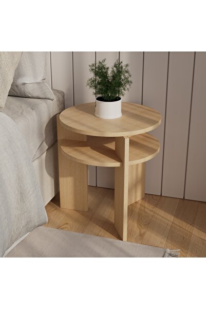 Misinko Ferela Komodin | 45 cm - 2 Raflı Açık Meşe Renkli