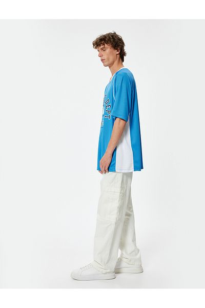 Koton Μπλουζάκι College Slogan Printed Oversize - Κοντομάνικο V-λαιμόκοψη