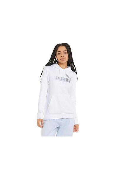 Puma Γυναικεία κουκούλα Ess Metallic Logo - Casual λευκά φούτερ 84909602