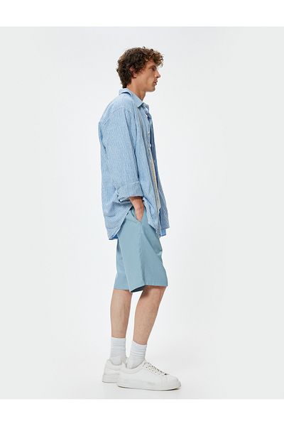 Koton Σορτς από λινό Bermuda Oversize - Με κορδόνια στη μέση και λεπτομέρεια στην τσέπη