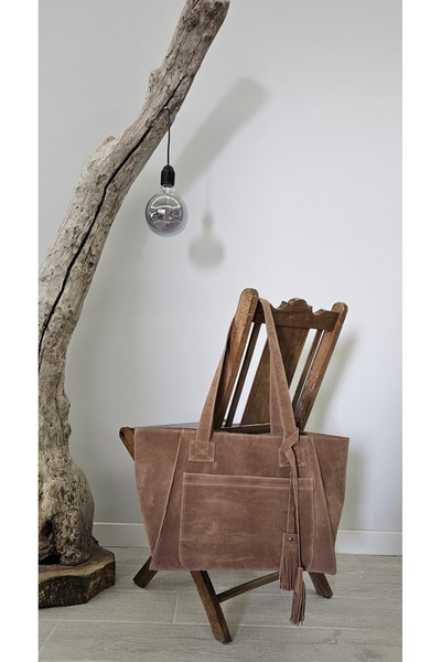 Life Süet, Püsküllü, Çiçekli Astarlı El ve Omuz Çantası