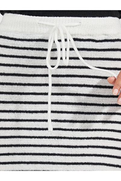 Styli Striped Knit Midi Skirt with Drawstring