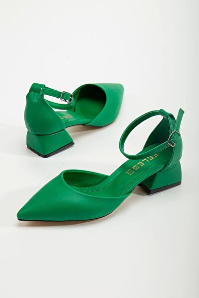 GULT Зелені жіночі літні туфлі на підборах - 3 см