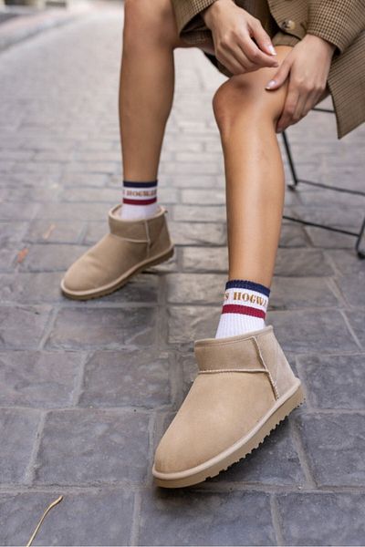 STOCON Women's Fur Lined Daily Boots Pasep Tan Suede Winter Boots