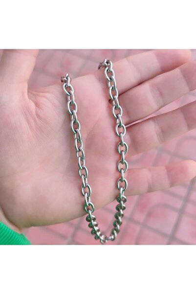 Güler Yüzlü Silver Forse 45 cm Steel Chain Necklace