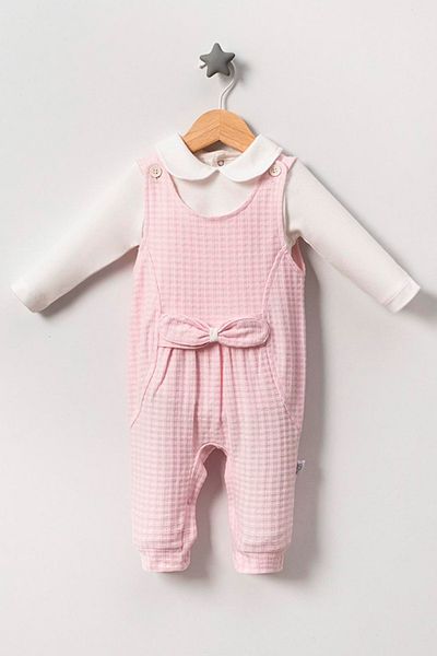 TRENDİMİZBİR Pink Double Salopet - Baby Girl Cute Girl