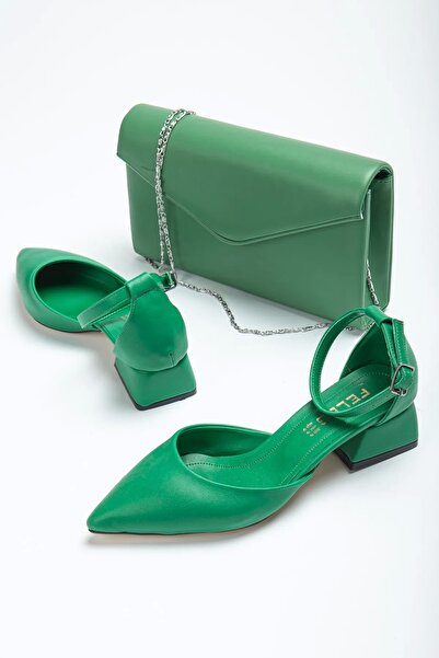 GULT Pantofi verzi de vara dama - COMBINATI, toc 3 cm